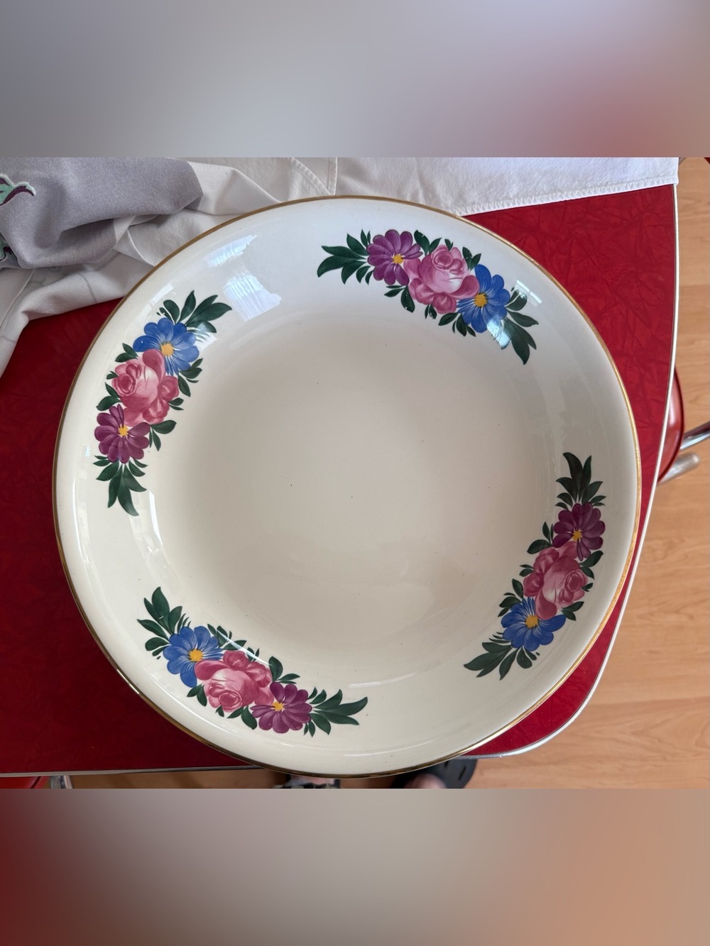 Vintage Homer Laughlin Kitchen Kraft OvenServe Large 14.25" Serving Bowl Floral